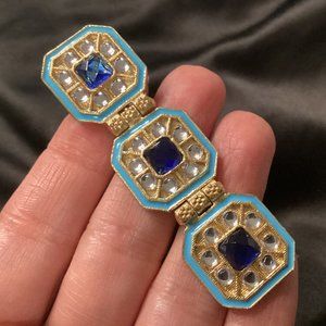 NicoBlu BLAIR Gold-Plated Blue Crystal & Enamel Earrings
